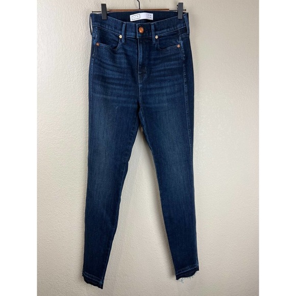 AYR The Riser Womens Skinny Jeans Size 28 Raw Hem High Rise Dark Wash Blue Denim - Picture 1 of 16